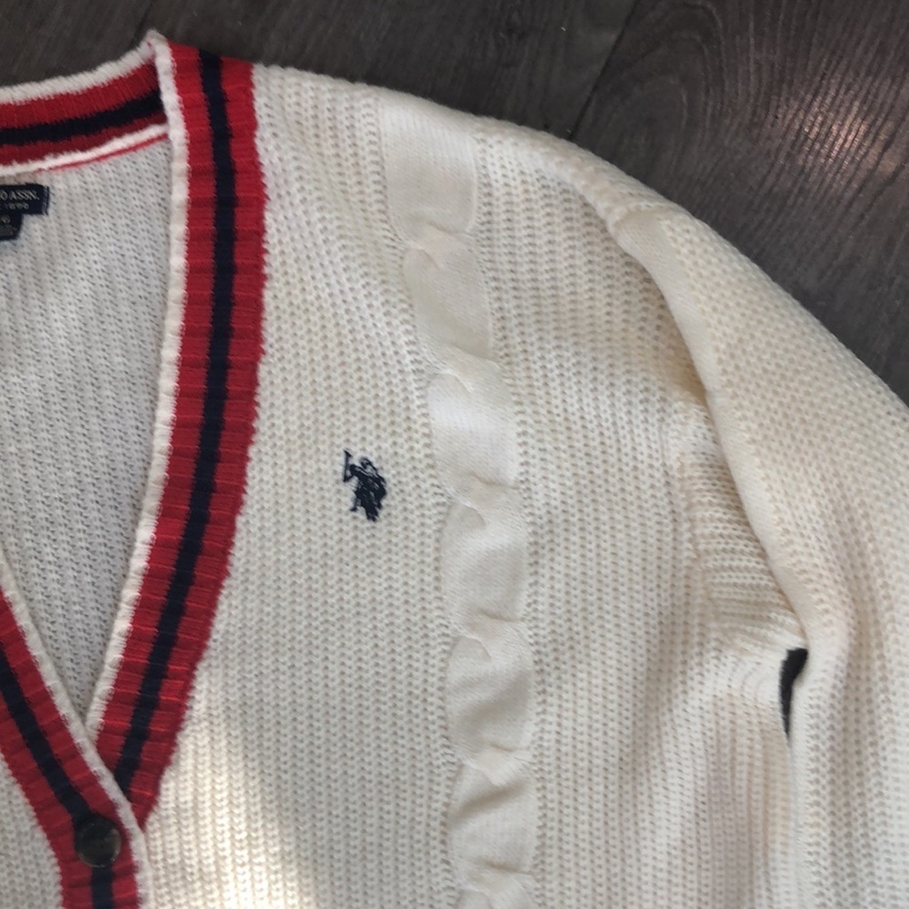 Classic U.S. polo assn. unisex Striped Cable Knit Cardigan size large - Picture 6 of 10